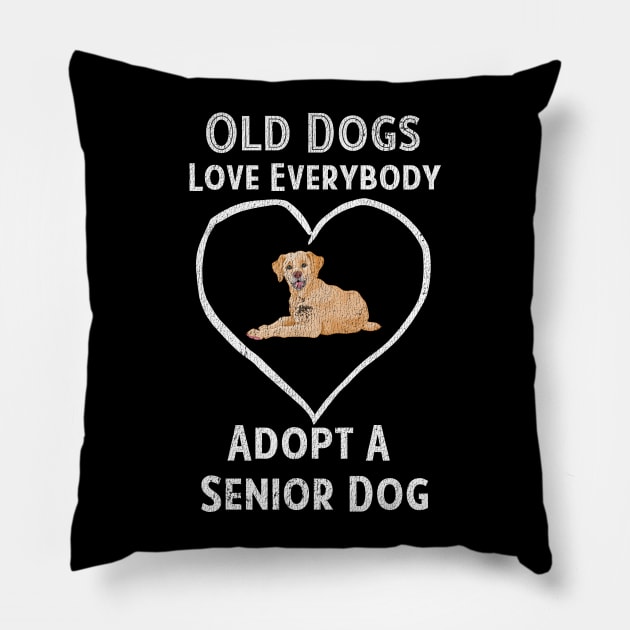 Senior Dog Adoption T-Shirt Old Dogs Love Everyone Pillow by bbreidenbach