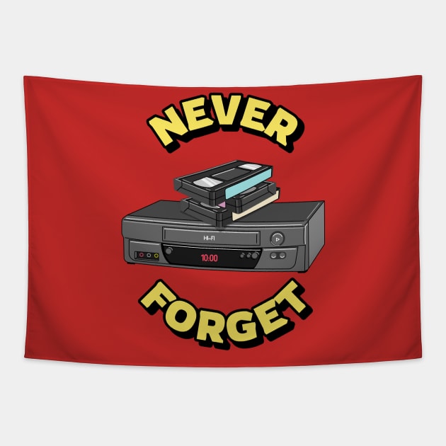 Never Forget Cassette Retro Vintage 60s 70s 80s 90s Tapestry by TV Dinners