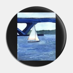 "Off to a journey" Sailboat Watercolor Painting Pin