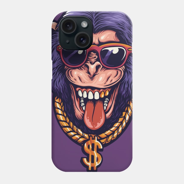 Rich crazy Monkey Phone Case by spacemedia