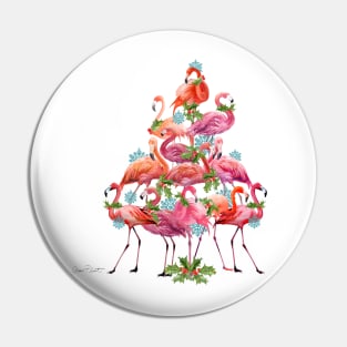 Coastal Christmas Flamingos B2 Pin