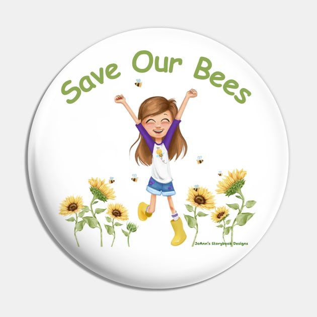 Save Our Bees in Green Pin by JoAnn's Storybook Designs 