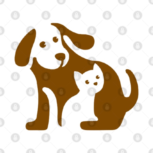 Brown dog and white cat by RubyCollection