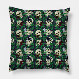 Skulls and Butterflies Spooky Pattern Pillow