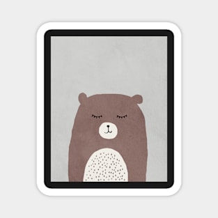 Bear, Abstract, Mid century modern kids wall art, Nursery room Magnet