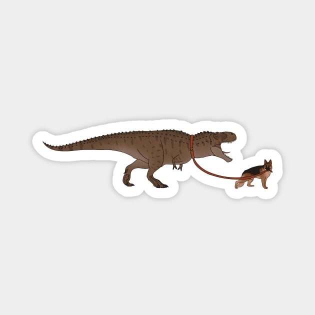 Funny German Shepherd walking T Rex Dinosaur Magnet by dukito