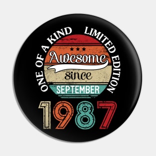 Happy Birthday 33 Years Old To Me Awesome Since September 1987 One Of A Kind Limited Edition Pin