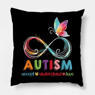 Autism Awareness Accept Understand Love Infinity Butterfly Pillow