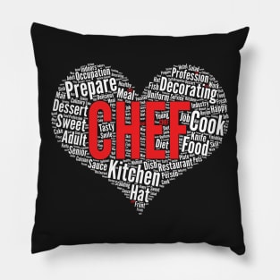 Chef Heart Shape Word Cloud Design Cook product Pillow