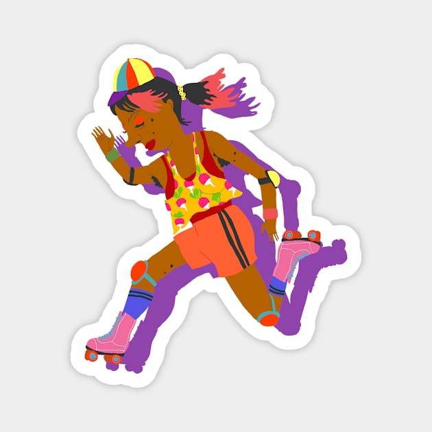 Girl on the rollerskates Magnet by ezrawsmith