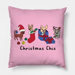 Pink Christmas Chis - smooth coat chihuahuas - christmas chihuahuas tee Pillow