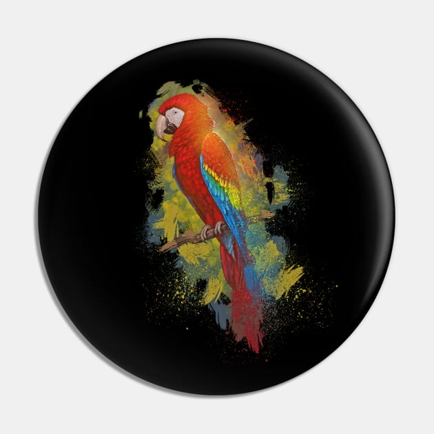 Perched Scarlet Macaw Pin by Hutchew