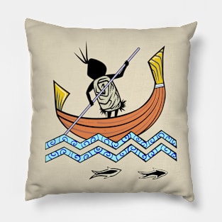 Boat Riding on Calm Waters Pillow