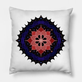 Circular Pointed Mandala Red-Pink-Purple Pillow