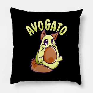 Cute Avogato Avocado Cat Funny Kitty Avo-gato Pun Pillow