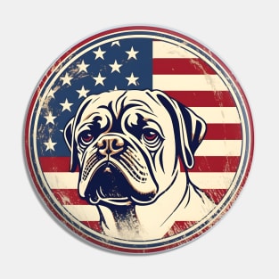 Pug dog on a vintage distressed American flag Pin