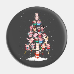 Winter Pig Tree Snow Merry Christmas. Pin