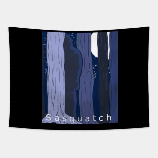 Sasquatch Behind The Trees Tapestry