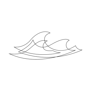 Sea Waves - One line art - W3 T-Shirt