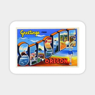 Greetings from Seaside, Oregon - Vintage Large Letter Postcard Magnet
