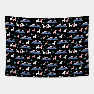 Night Alpaca Garden Pattern Tapestry