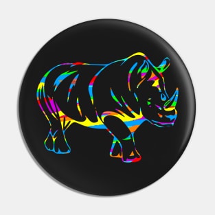 Colorful Rhino Outline Pin