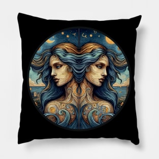 ZODIAC Gemini - Astrological GEMINI - GEMINI - ZODIAC sign - Van Gogh style - 16 Pillow