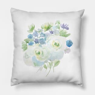 abstract green and blue flowers arrangement Pillow