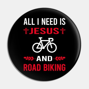 I Need Jesus And Road Biking Pin