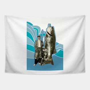 Fisherman with big fish Tapestry