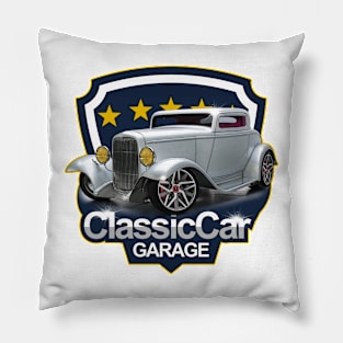Classic Car Garage Pillow