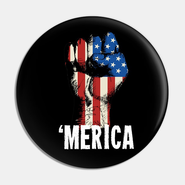 Merica We Stand For The Flag Patriot Fist Pin by Suprise MF