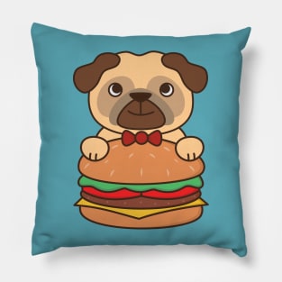 Cute and Kawaii Adorable Pug With Burger Pillow