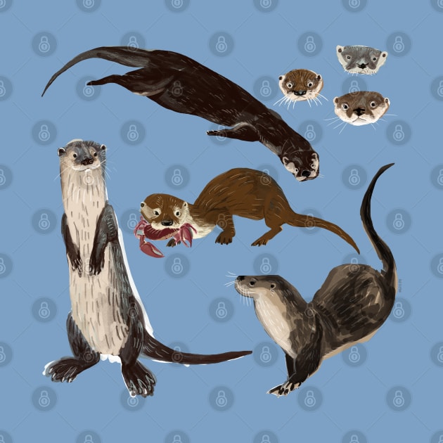 New World otters by belettelepink