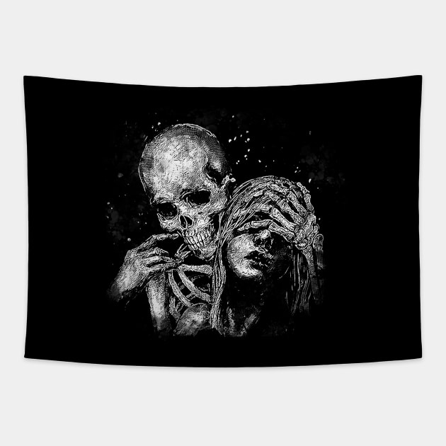 Skelton Falling In Love Tapestry by XRODOX XLOROX