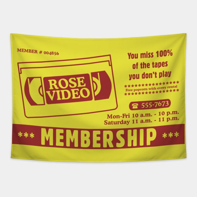 Retro Rose Video Membership Card Tapestry by Movie Vigilante