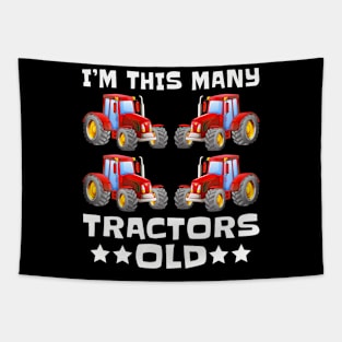 Im This Many Tractors Old 4 Years Fourth Birthday Boys Tapestry