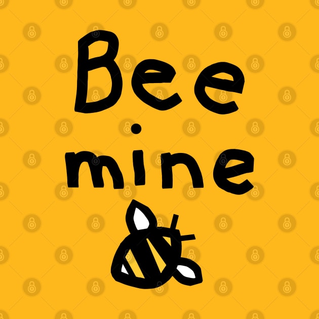 Honey Bee says Bee Mine Pun Valentines Day Message by ellenhenryart