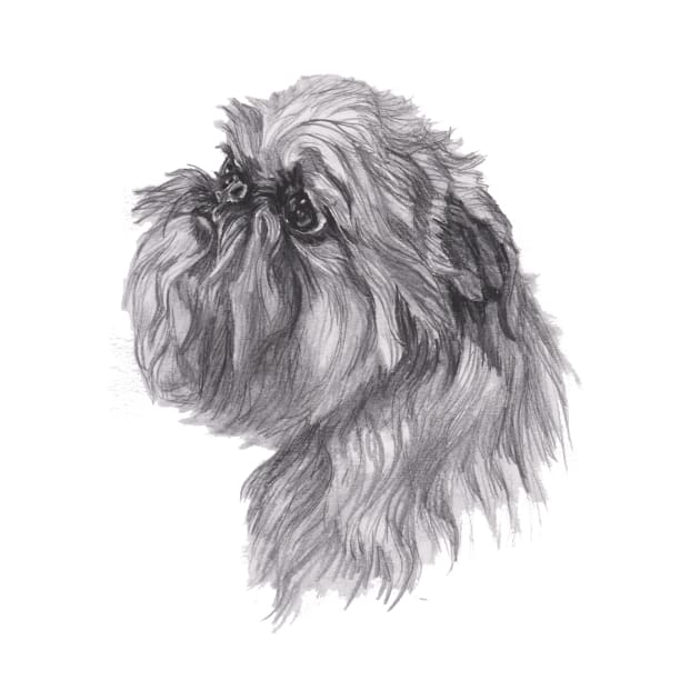 Brussels Griffon Dog Portrait Drawing by lalanny