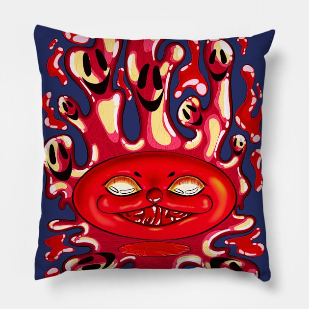 the red clown with a fake smile Pillow by adalima