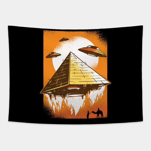 Flying Pyramid Tapestry by EarlAdrian