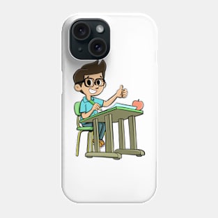 Boy at school desk Phone Case