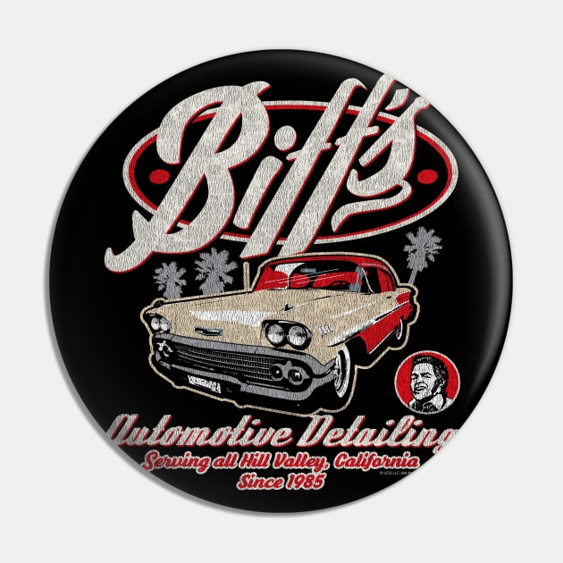 Biff's Automotive Detailing Classic Car Worn Pin by Alema Art