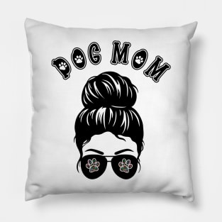 Dog Mom Messy Bun  Aviator Sunglasses with Mandala Paw Prints Pillow