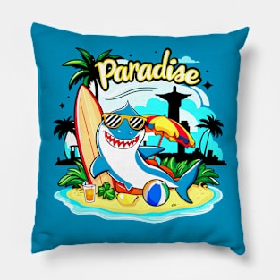 sharks summer vibes visit the beach in Rio de Janeiro Brazil Pillow