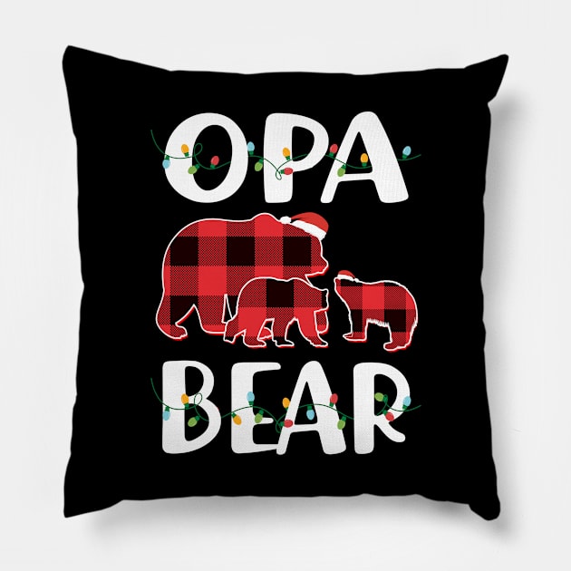 Opa Bear Red Plaid Christmas Pajama Matching Family Gift Pillow by intelus