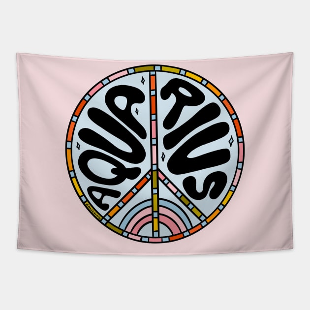 Aquarius Peace Sign Tapestry by Doodle by Meg