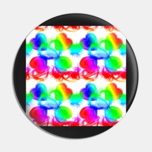 Funky Rainbow Hearts With White Background Pin