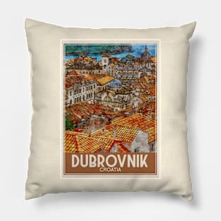 Travel Art Dubrovnik Croatia Pillow