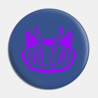 Evil Cat Logo With Horns For Halloween Pin